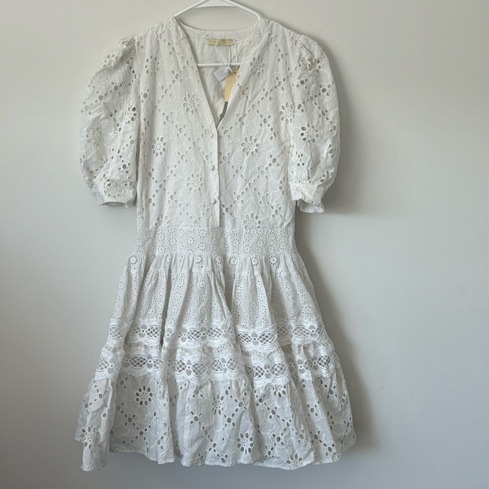 Maje White Lace Embroidered Floral Eyelet Mini Dress Size: 2